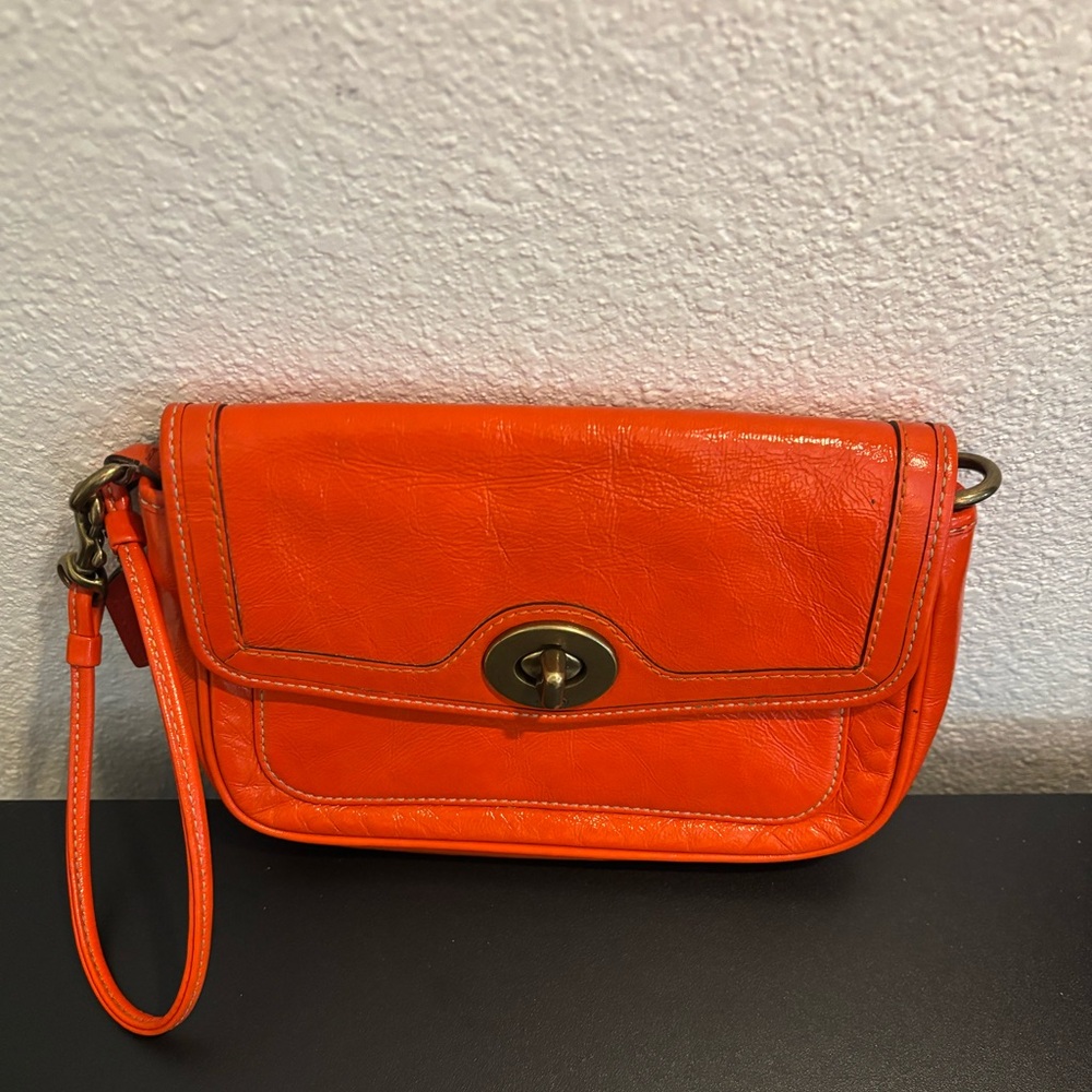 Coach Vibrant Orange Leather Shoulder Bag